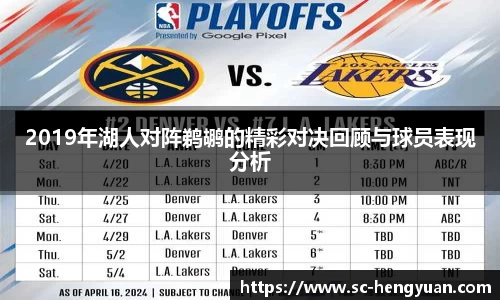 2019年湖人对阵鹈鹕的精彩对决回顾与球员表现分析